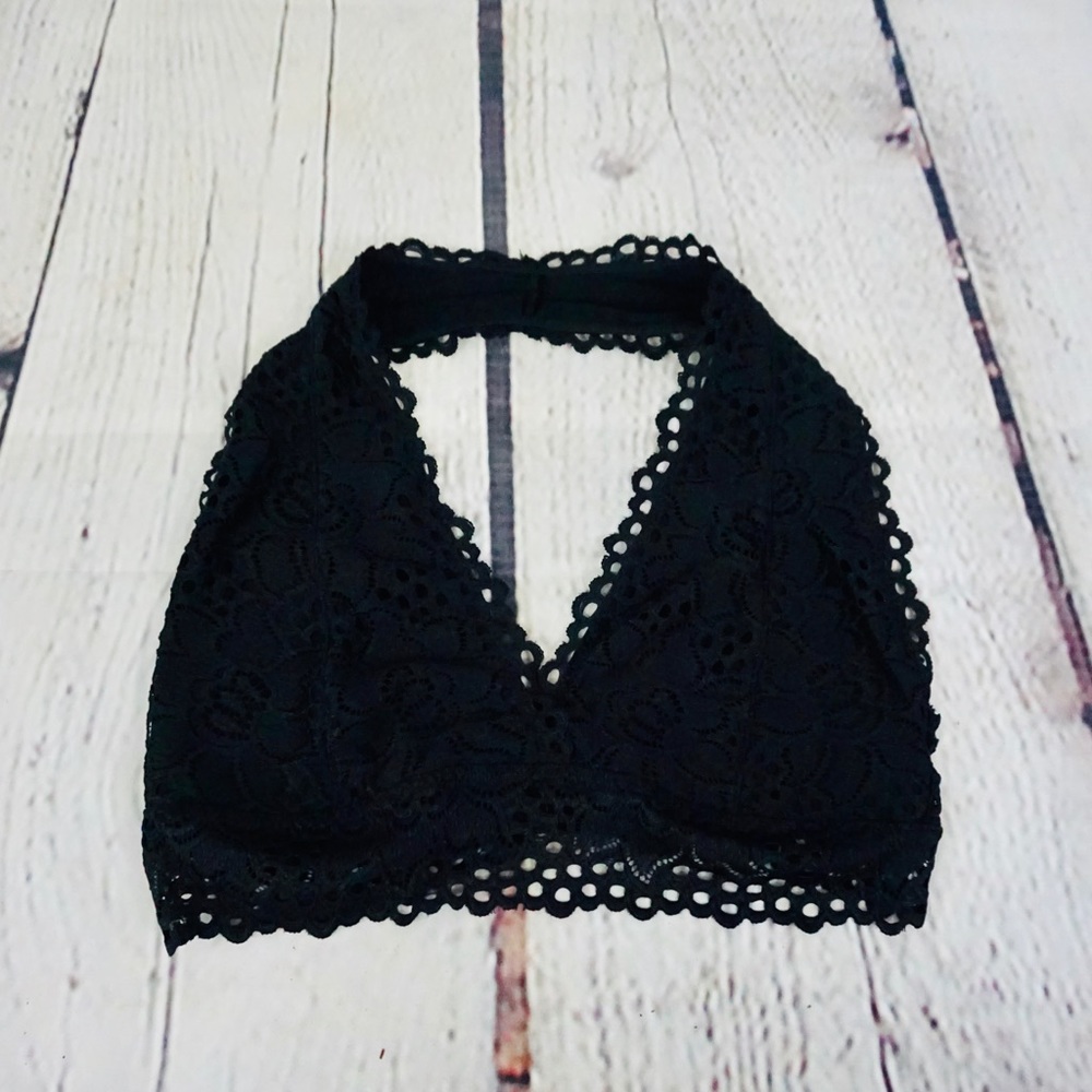 Black Lace Halter Bralette